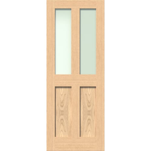 10222.jpg Victorian Oak Shaker 2 Lite Frosted Glazed Internal Door - Image 1