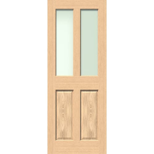 10252.jpg Traditional Oak 2 Lite Frosted Glazed Internal Door - Image 1