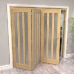 Aston Oak 3 Lite Frosted Glazed 3 Door Roomfold Doorset