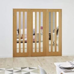 Aston Oak Clear Glazed 4 Door French Folding Doorset
