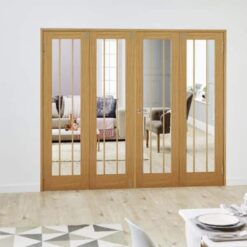 Worcester Oak Clear Glazed 4 Door French Folding Doorset