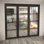 Black Shaker 4 Lite Clear Glazed 3 Door Roomfold Doorset