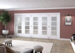White Primed Ladder 4 Lite Frosted Glass 5 Door Roomfold Doorset