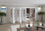 White Primed Ladder 4 Lite Frosted Glass 5 Door Roomfold Doorset - Image 2